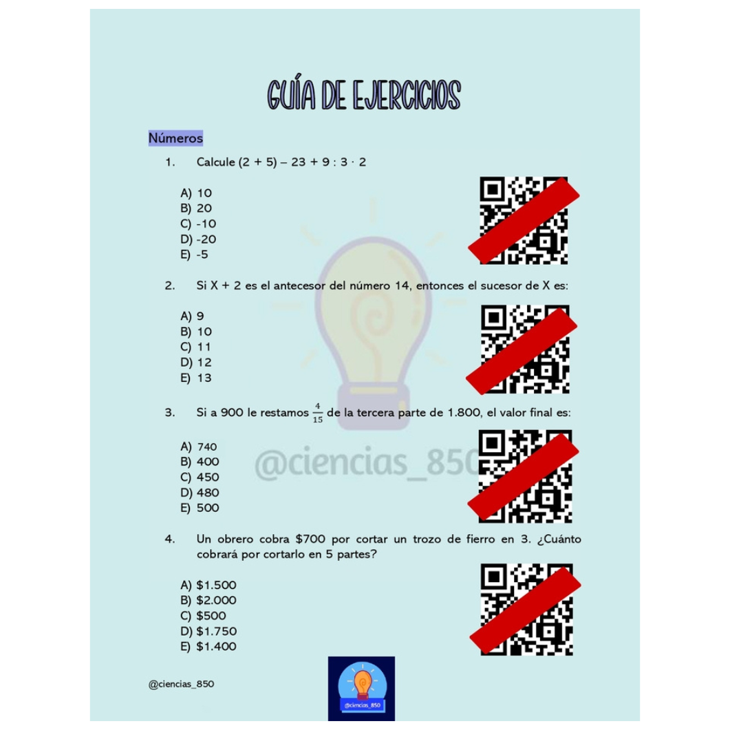 Guía de Ejercicios Matemáticas (videos)